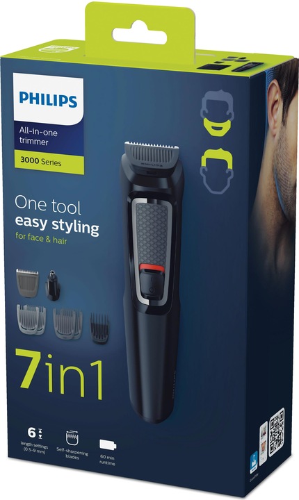Actual product image Philips MULTIGROOM Series 3000 7 attachments, 7-in-1, for face and hair