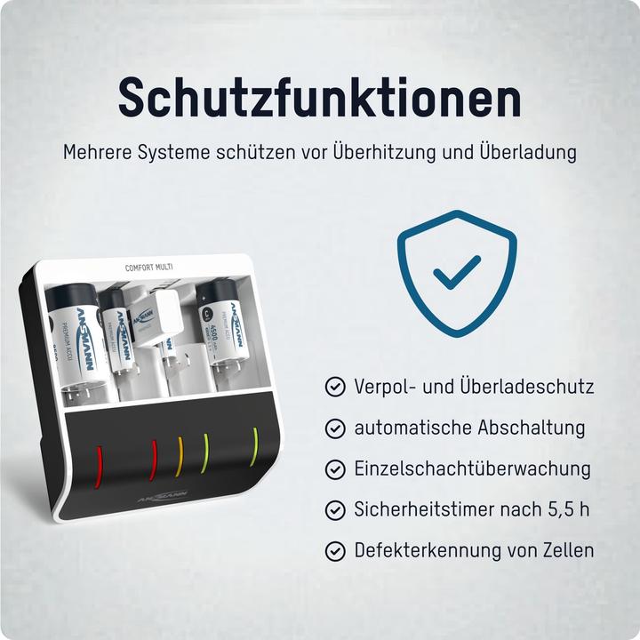 Image du produit Ansmann Multichargeur confort (4 pcs, C, D, AA, AAA, 800 mAh, Chargeurs sans batterie)