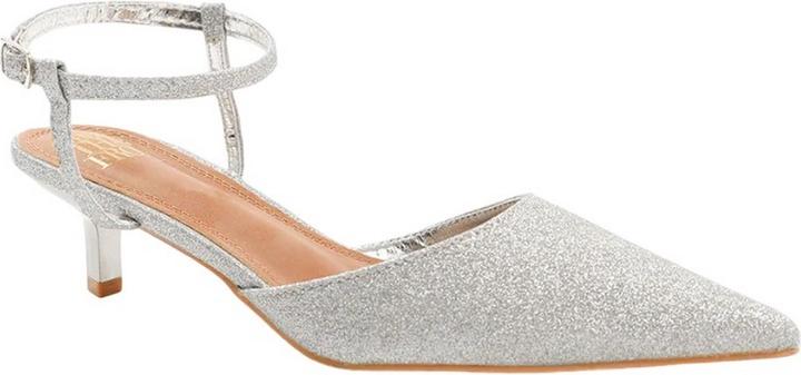 Actual product image Where's That From Womens/Ladies Malta Glitter Faux Leather Ankle Strap Kitten Heel Sandals (40)