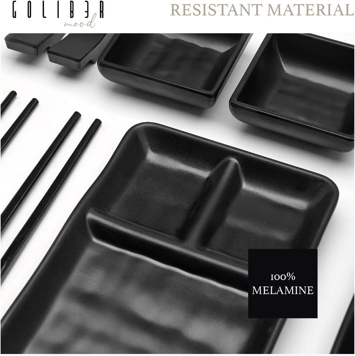 Produktbild Goliber Japanisches Sushi Geschirr Schwarz Set (16 Stück)