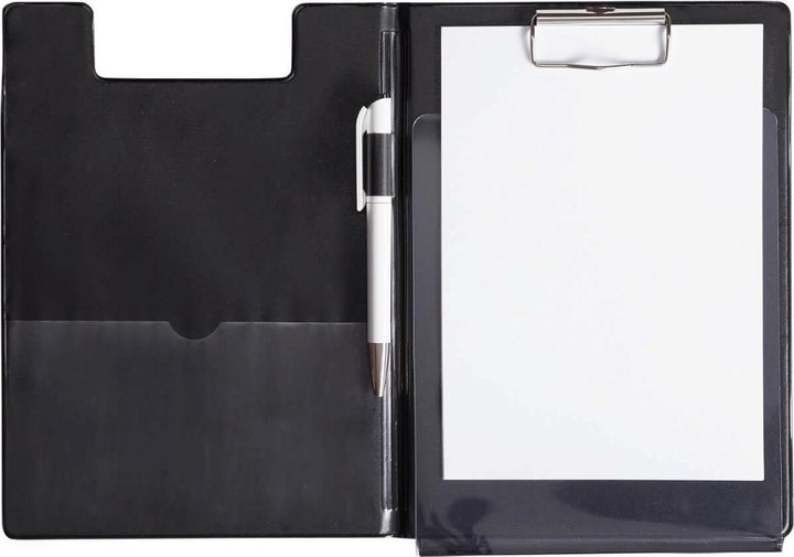 Actual product image Maul Writing case with foil cover, DIN A5, black with lid and inside pocket, made of cardboard with (15 x 21 cm)