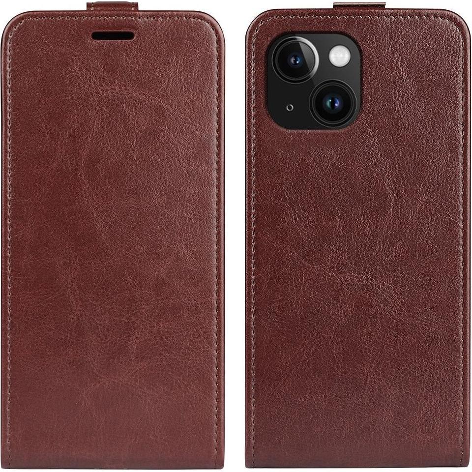 Cover-Discount iPhone 15 - Klassisches Flip Case vertikal braun (Apple iPhone 15), Smartphone Hülle, Braun