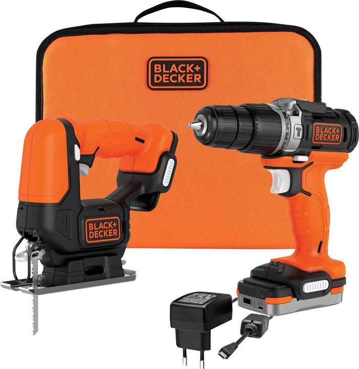 Actual product image Black & Decker Black+Decker 2K cordless drill+jigsaw