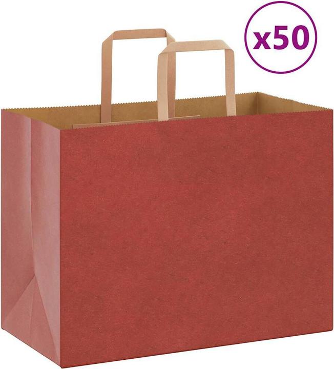 Produktbild vidaXL Kraftpapiertüten 50 Stk. mit Henkel Rot 32x17x25 cm Papiertüte (50x)