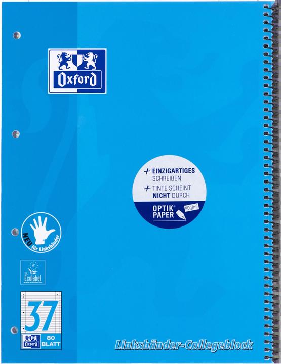 Oxford College notebook voor linkshandigen