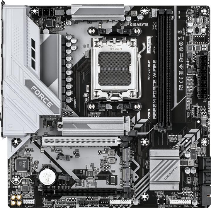 Productafbeelding Gigabyte Mainboard||AMD B850|SAM5|Micro-ATX|Memory DDR5|Memory slots 2|B850MFORCEWF6E (AM5, AMD B850, Micro ATX (mATX))