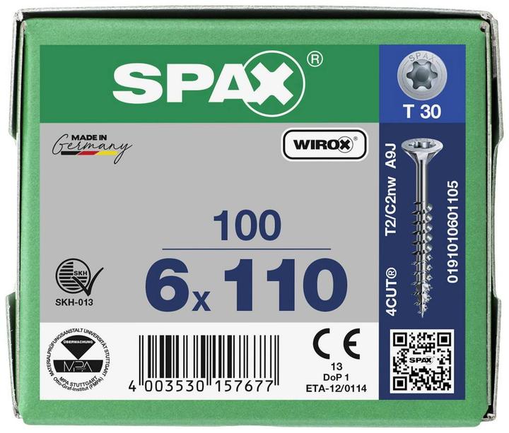 Actual product image Spax Countersunk Multi-Head T-Star Plus T30 Partial Thread Wirox (100 Screws per piece)
