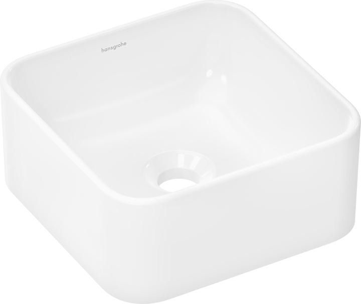 Magni hansgrohe Aufsatzwaschtisch Xuniva Q 300x300mm, ohne Hahnloch/Überlauf, weiss (300 mm, 300 mm)
