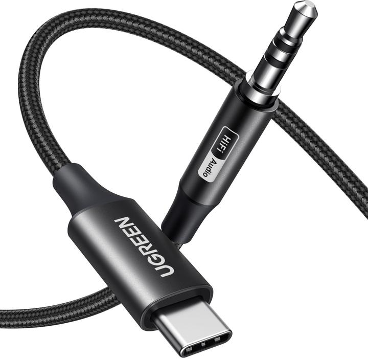 Produktbild Ugreen - Audio Adapter CM450 (55734) - Type-C to Jack 3.5mm, 1m - Black (Digital -> Analog)