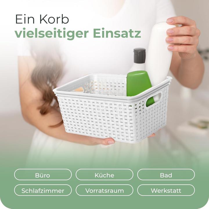 Actual product image Novaliv Aufbewahrungsbox mit Deckel Mini 2L Korb Weiss in Rattan Design Lebensmittelecht Aufbewahrung (20 x 14 x 10 cm, 2 l)