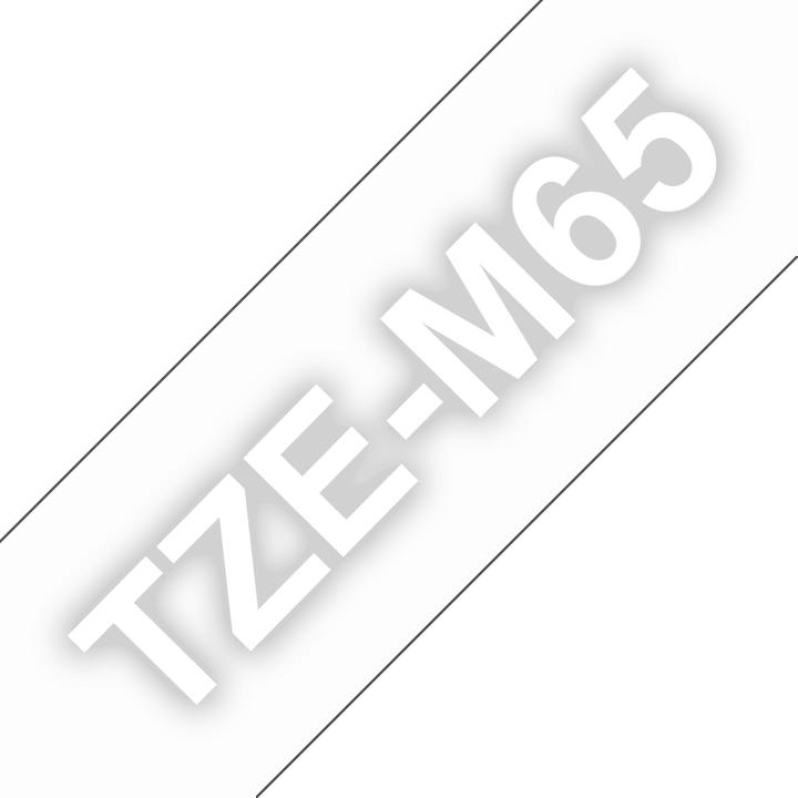 Actual product image Brother Matt laminated label tape cassette TZeM65 White on transparent background, TZe, 8 m, 3.6 cm (3.60 cm, Transparent)
