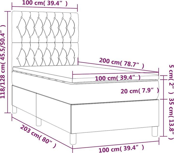 Produktbild vidaXL Boxspringbett (100 x 200 cm)