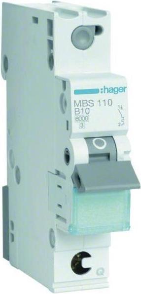 Immagine prodotto Hager MBS110. Corrente nominale: 10 A, Frequenza di ingresso AC: 50/60 Hz, Corrente nominale in uscita:
