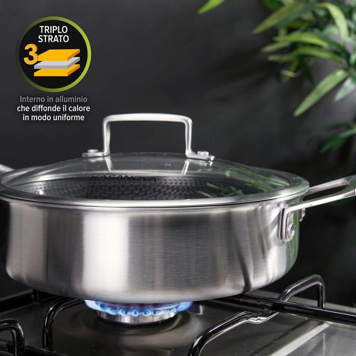Productafbeelding Kasanova 8-teilige Antihaft-Kochgeschirr mit Glasdeckeln, induktionsgeeignet und ofenfest (Kookpotten en pannenset, Roestvrij staal)