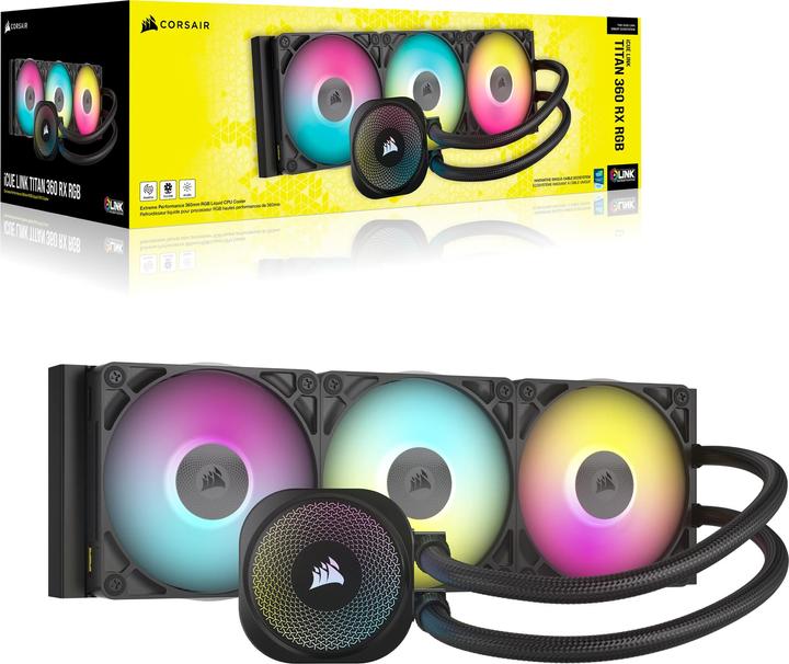 Immagine prodotto Corsair iCUE LINK TITAN 360 RX RGB AIO, radiatore da 360 mm, cooler per CPU a liquido