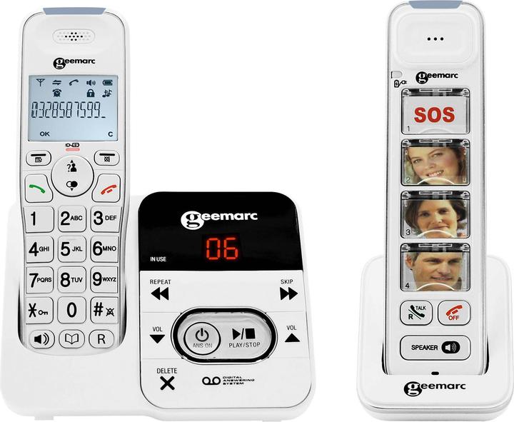 Actual product image Geemarc PACK Mobility 295 Cordless senior phone Answering machine, photo buttons Illuminated display White