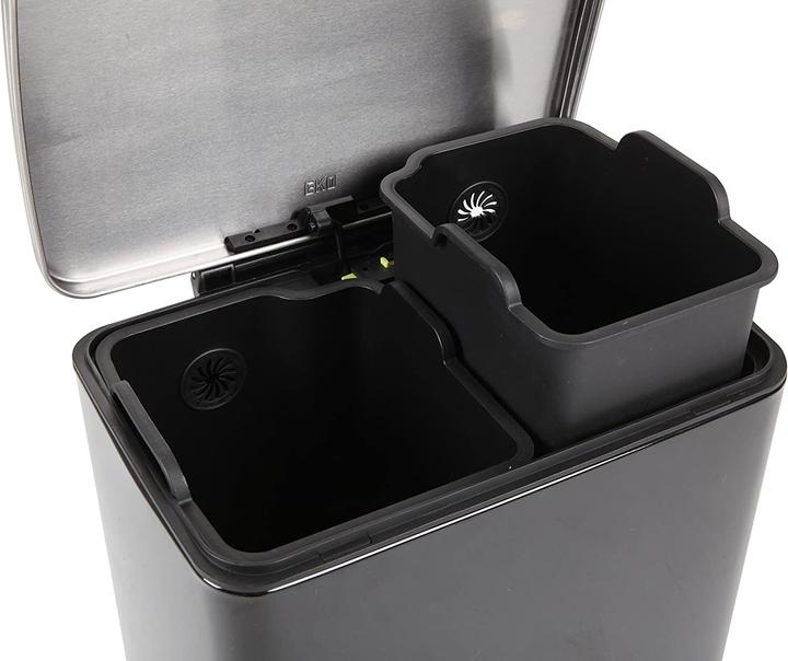 Actual product image EKO Pedal Bin 10+9L, Matt Black (19 l)