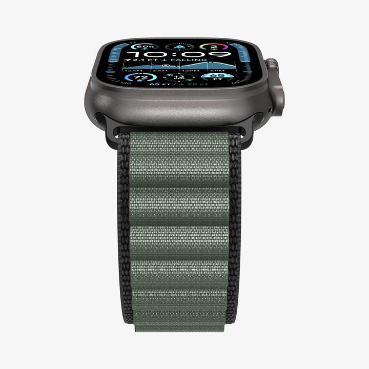 Produktbild Spigen Armband WBF1 Armband für Apple Watch 44 / 45 / 46 / 49 mm - Schwarz und Grün (49 mm, Nylon)