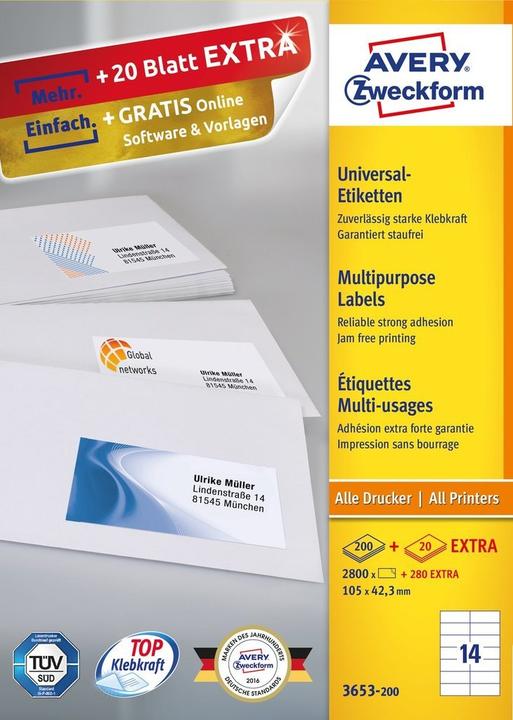 Actual product image Avery Universal labels