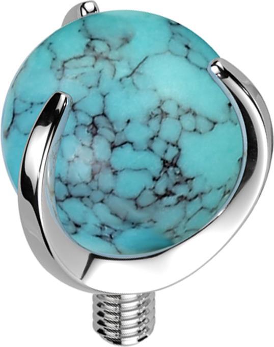 Immagine prodotto Star Piercing Ancora dermica in argento con pietra turchese a forma di sfera (Mnerale, senza ottone, Titanio)