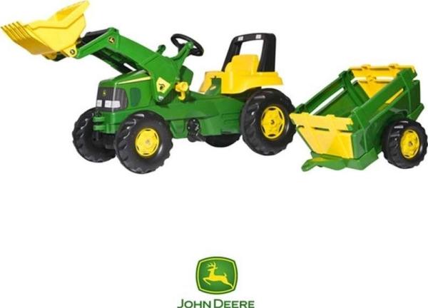 Actual product image Rolly Toys John Deere Plough Tractor with Bucket and Trailer