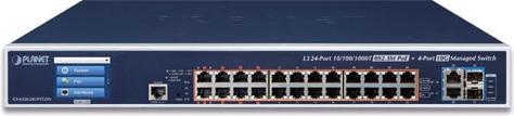 Produktbild Planet L3 24-Port 10/100/1000T 802.3bt PoE + 2-Port 10GBASE-T + 2-Port 10G SFP+ Managed Switch with (26 Ports)