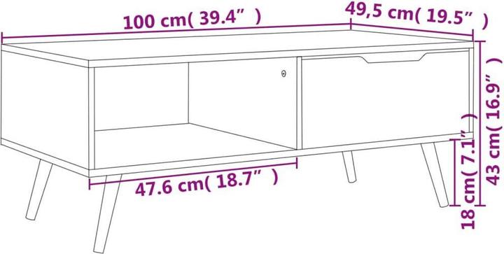 Image du produit vidaXL Couchtisch (100 x 49.50 x 43 cm)