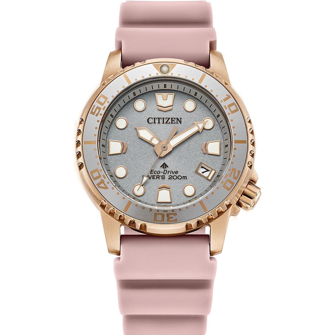 Citizen, Armbanduhr, EO2023-00A Eco-Drive Marine Promaster Herrenuhr 37mm 20ATM, Rosa, (Analoguhr, 34 mm)