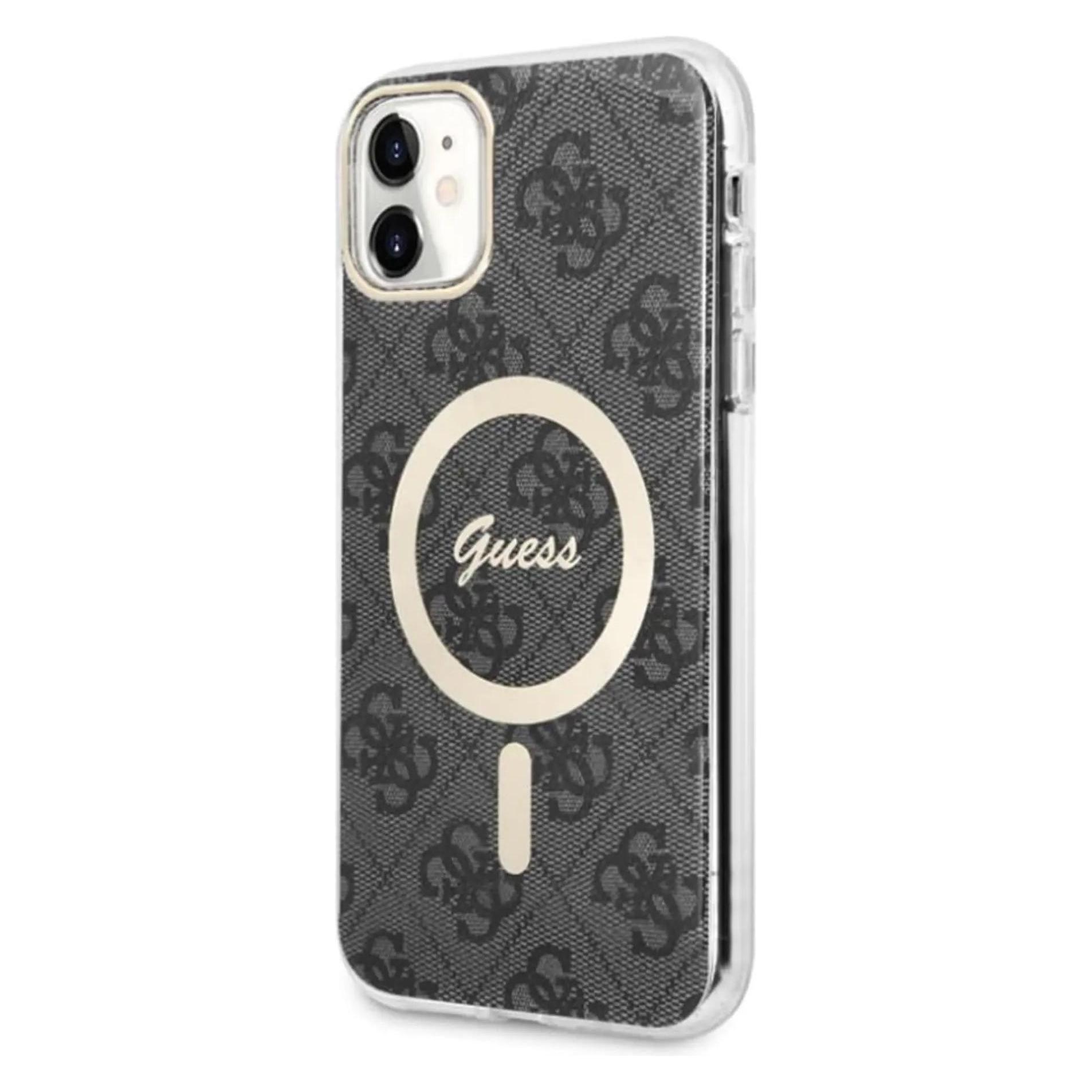 Guess GUHMN61H4STK IPhone 11 6.1" Black/black Hardcase 4G MagSafe (Apple IPhone 11), Smartphone Hülle, Schwarz