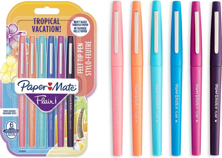 Actual product image Paper Mate Flair M Tropical Vacation (Multicoloured, 6 x)