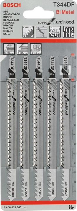 Actual product image Bosch Professional Zubehör PRO Hardwood fast T344DF Jigsaw blade, 152 mm, 5 pcs.