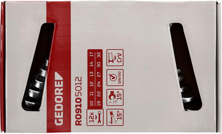 Actual product image Gedore Red Combination wrench set metric 12 pieces (12 mm, 20 mm, 13 mm, 21 mm, 32 mm, 18 mm, 11 mm, 23 mm, 26 mm, 19 mm, 27 mm, 15 mm, 25 mm, 24 mm, 31 mm, 14 mm, 29 mm, 10 mm, 30 mm, 22 mm, 17 mm, 28 mm, 16 mm)