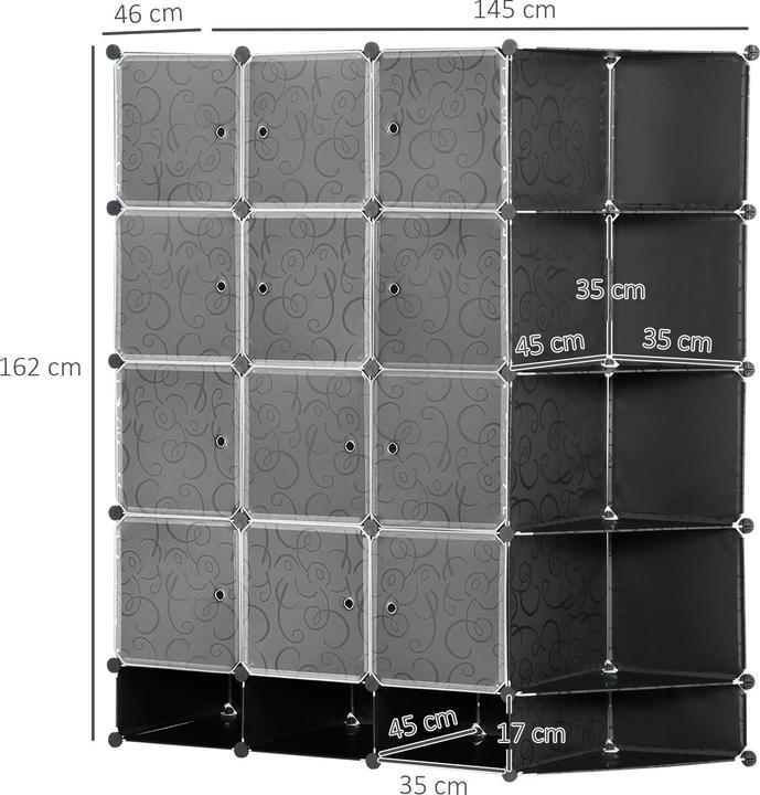 Produktbild Homcom DIY Kleiderschrank Kunststoff, Stahl Schwarz