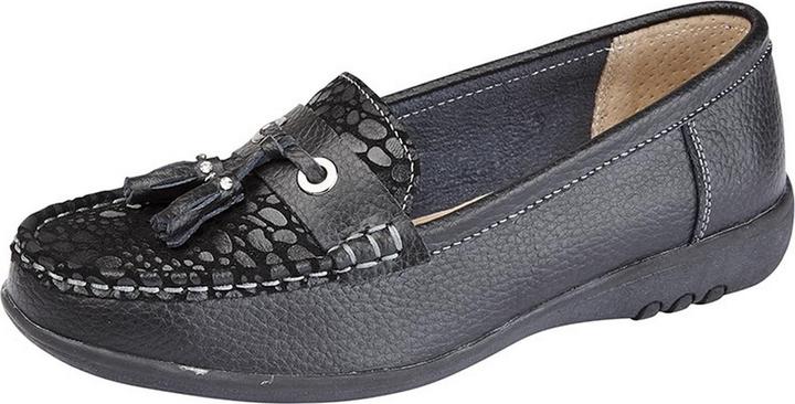 Actual product image Boulevard Extra wide reptile print tassel shoes (38)