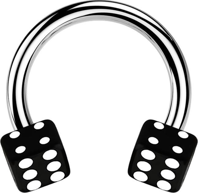 Produktbild Star Piercing Micro Circular Barbell silber mit zwei Würfel schwarz (Kunststoff, ohne Messing, Chirurgenstahl 316L)