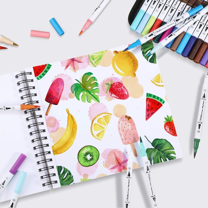 Image du produit Ohuhu Carnet de croquis d'art (22,5 x 21 cm, Blanc, Couverture souple)