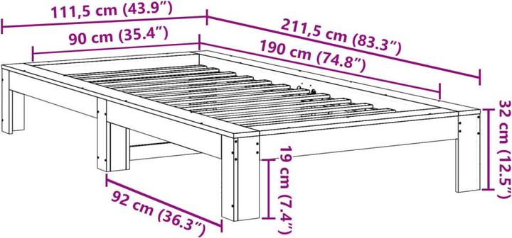 Image du produit vidaXL Bettgestell (90 x 190 cm)