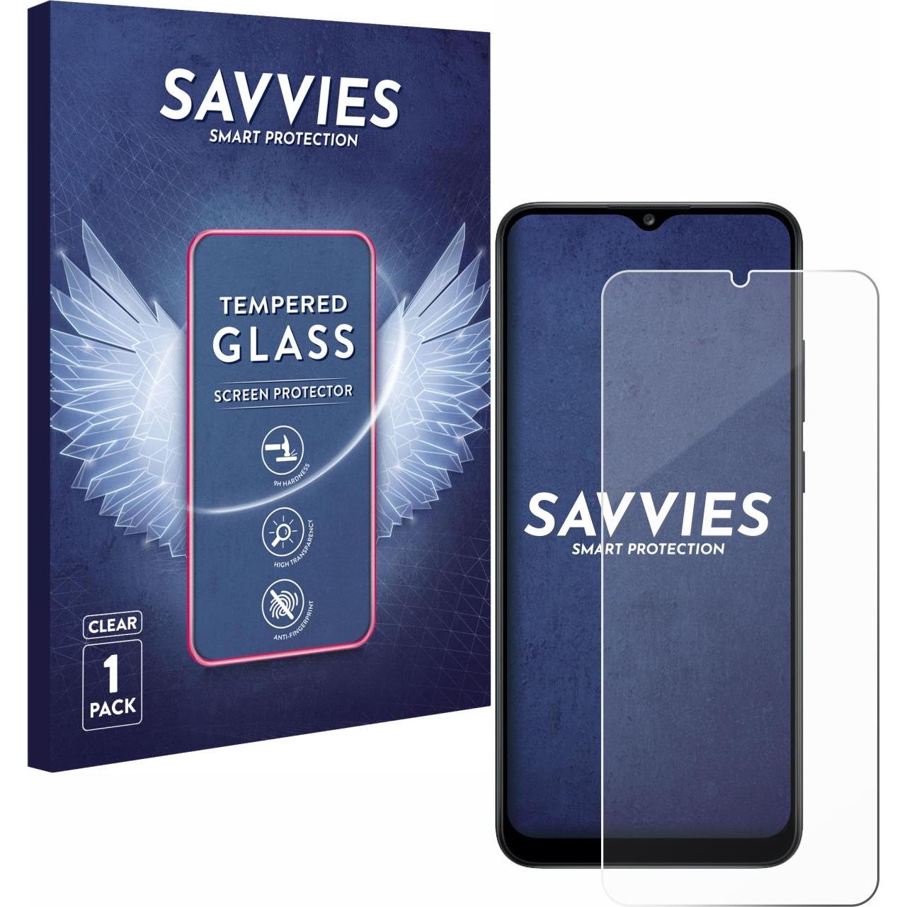 Savvies Panzerglas Hartglas Displayschutz (1 Stück, Samsung Galaxy A02s), Smartphone Schutzfolie, Transparent