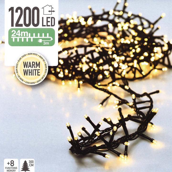 Produktbild Toboli 24m Cluster Lichterkette Warmweiss 1200 LEDs 8 Leucht-Modi Aussen Innen (24 m)