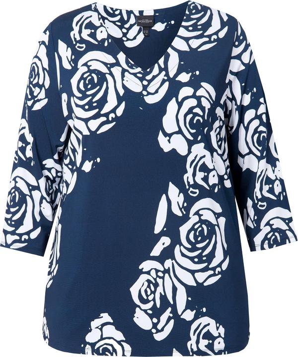 Produktbild Ulla Popken Slinkyshirt, floraler Druck, V-Ausschnitt, 3/4-Arm (42, 44)