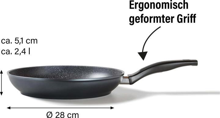 Actual product image Stoneline Made in Germany pan 19047 Frying, Diameter 28 cm, Suitable for induction hob, Fixed handle, Anthraci (28 cm, Frying pan, Aluminium)