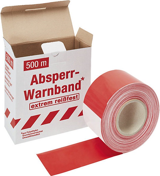 Immagine prodotto kaiserkraft Nastro segnaletico, estremamente resistente agli strappi, rosso / bianco, a