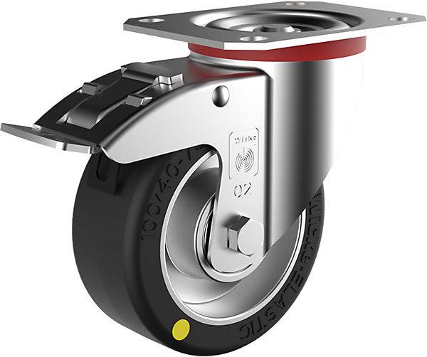 Actual product image Wicke ESD elastic rubber tyre, wheel Ø x width 125 x 40 mm, max. load 250 kg, swivel