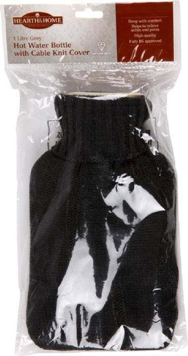 Immagine prodotto Universal Textiles Bottiglia dell'acqua calda con copertura in maglia (1 l, Fiaschetta da letto con coperchio)