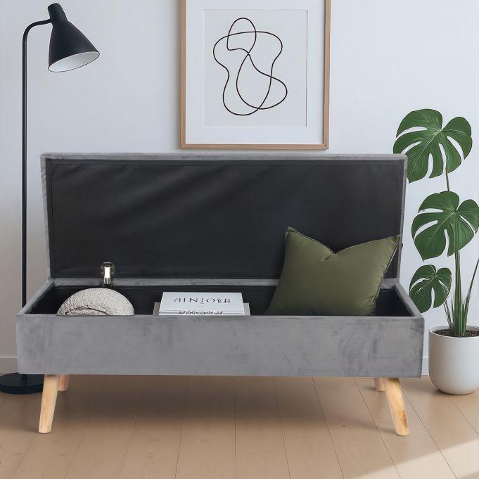 Produktbild Relaxdays GmbH Sitzbank Samt mit Stauraum (110 cm)
