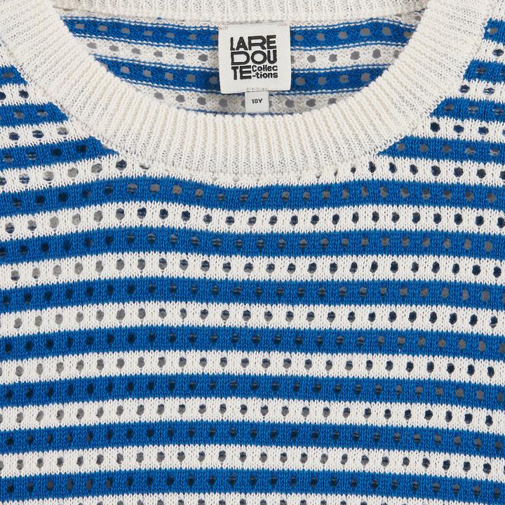 Produktbild La Redoute Collections Gestreifter Rundhalspullover aus Ajourstrick (128)