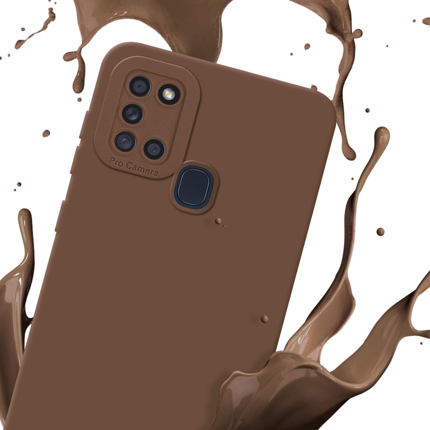 Thumbnail - Cadorabo Hülle für Samsung Galaxy A21s im TPU Fluid LM162 Style (Samsung Galaxy A21s), Smartphone Hülle, Braun