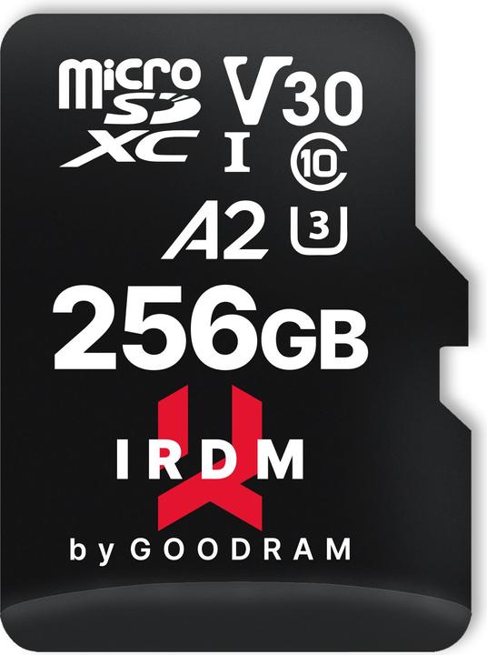 Actual product image Goodram IRDM microSDXC 256GB V30 UHS-I U3 + adapter (256 GB, microSDXC, U3, UHS-I)