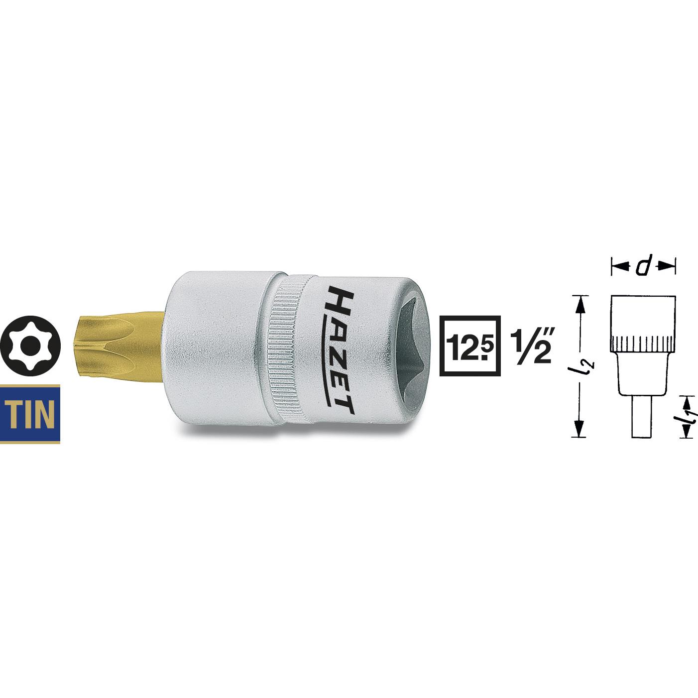 HAZET, Steckschlüssel + Stecknuss, Schraubendreher-Steckschlüsseleinsatz ∙ TORX 992-T55H ∙ Vierkant12,5 mm (1/2 Zoll) ∙ ...