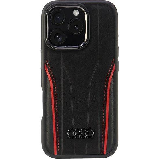 Thumbnail - Audi Genuine Leather MagSafe iPhone 16 Pro 6.3" czarno-czerwony/black-red hardcase AU-TPUPCMIP16P-R8 (Apple iPhone 16 Pr...